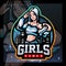 Girls gamer mascot. esports logo design