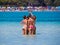 Girls group selfie in the sea