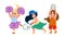 Girls Kids Playing Sport Game And Dancing Vector
