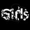 Girls lettering with plants, flowers and butterfly. Black and white. White text, black background