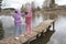 Girls near the lake