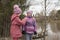 Girls near the lake