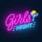 Girls Night out neon lettering on dark background