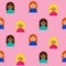 Girls pattern on pink background