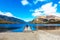 Girls on pier river Rotoiti, Nelson Lakes National Park, New Zealand