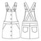 Girls Pinafore fashion flat sketch template. Kids Jumper Dress Technical Fashion Illustration. Snap Detail