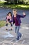 Girls playing hopscotch