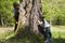 Girls playing in park