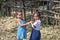 Girls playing, Vang Vieng, Laos