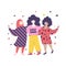 Girls power in beautiful style. Girls support flat illustration.