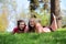 Girls Resting on Grass