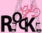 Girls rock lettering with woman`s legs.