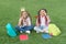 Girls school pupils having fun together fresh air, playful children concept
