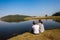 Girls Sitting Banks River Lagoon