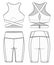 Girls Sports Bra and Cycling shorts fashion flat sketch template. Women Active wear Crop top and Leggings technical fashion