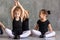 Girls stretch before a ballet