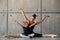 Girls stretch before a ballet