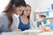 Girls studying in the classroom