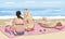 Girls sunbathing at seashore