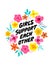 Girls support each other - hand drawn illustration. Feminist quote made in vector. Woman motivational slogan