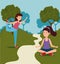 girls training yoga healthy activity