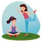 girls training yoga healthy exercise