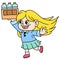 girls and women are bringing bottled drinks to be served  doodle icon image kawaii