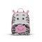 Girls Zebra School Backpack on a white. Front view. 3D illustration