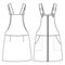 Girls Zip Front Pinafore fashion flat sketch template. Kids Jumper Dress Technical Fashion Illustration. Shank Strap Closure. Slan