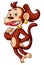 The girly monkey is having a flashy face with lipstick