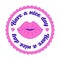 Girly motivating Y2K sticker. Patch with female lips and the words Have a nice day. Text graphic element in bright acid colors.