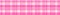 Girly pink seamless plaid vector border. Gingham bright color checker banner. Woven tweed edging.