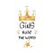 Girly slogan with realistic gold crown