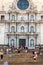 Girona, Spain, August 2018. Close-up of the cathedral and the staircase in front of it.