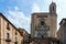 Girona, Spain, August 2018. The main catholic cathedral of the city against the sky.