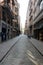 Girona, Spain, August 2018. View of one of the central shopping streets inside the fortress.