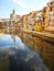 Girona town in river reflection