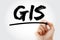 GIS - Geographic Information System acronym with marker, concept background