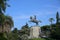 Giuseppe Garibaldi Equestrian Monument, bronze statue between palm trees in the public park of the capital city La Spezia, Liguria