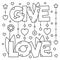 Give love. Coloring page. Vector illustration.