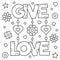 Give love. Coloring page. Vector illustration.