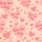 Give me a Hug! Seamless Pattern with Hearts and Love. Lettering with Hands. Pink. For International Hug Day and Valentineâ€™s Day