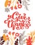 Give Thanks Calligraphy Text with flowers and leaves, vector Illustrated