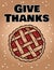Give thanks cute cozy postcard with autumn pie. Hygge festive Thanksgiving greetings flyer