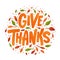 Give thanks. Hand drawn text Lettering card. Vector illustration.