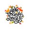 Give thanks always lettering concept. Thanksgiving sticker with hearts. Modern grreeting composition for posters, cards