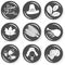 Give thanks round monochrome icon set