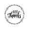 Give Thanks vector lettering in round foliage frame. Illustration for Thanksgiving invitation or greeting card template