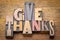 Give thanks - word abstract in wood type