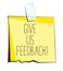 Give us feedback paper sticky note. Retro reminder sticker